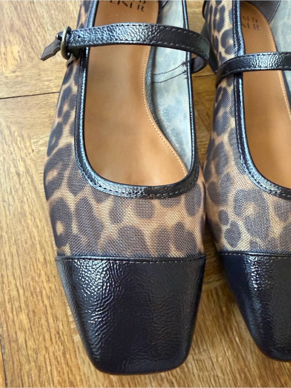 Donald J. Pliner Ditzy Leopard Print Mary Jane Flats with Black Trim - Picture 4 of 11